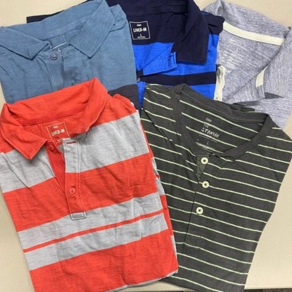 GAP Other - Gap Polo Henley Short Sleeve Shirts Lot of 5 Stanyan Lived In Top Stripes Size L